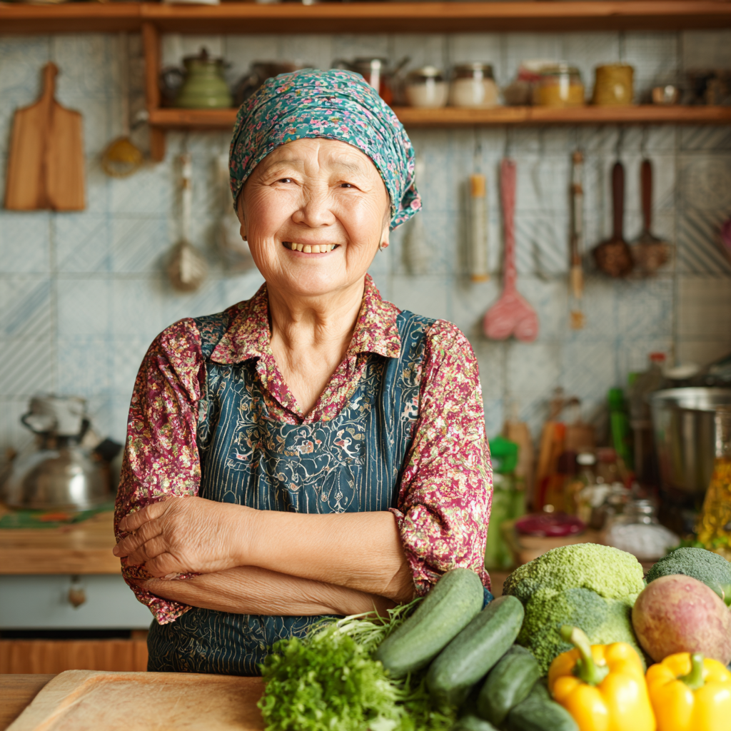 Пожилая европейская пара готовит здоровую еду вместе на кухне, улыбаясь и наслаждаясь процессом